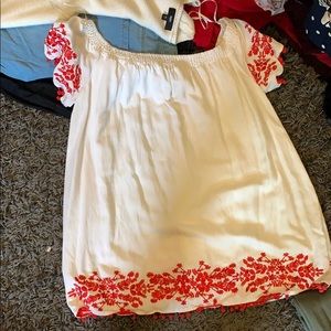Red and white Mexican style baby doll dress